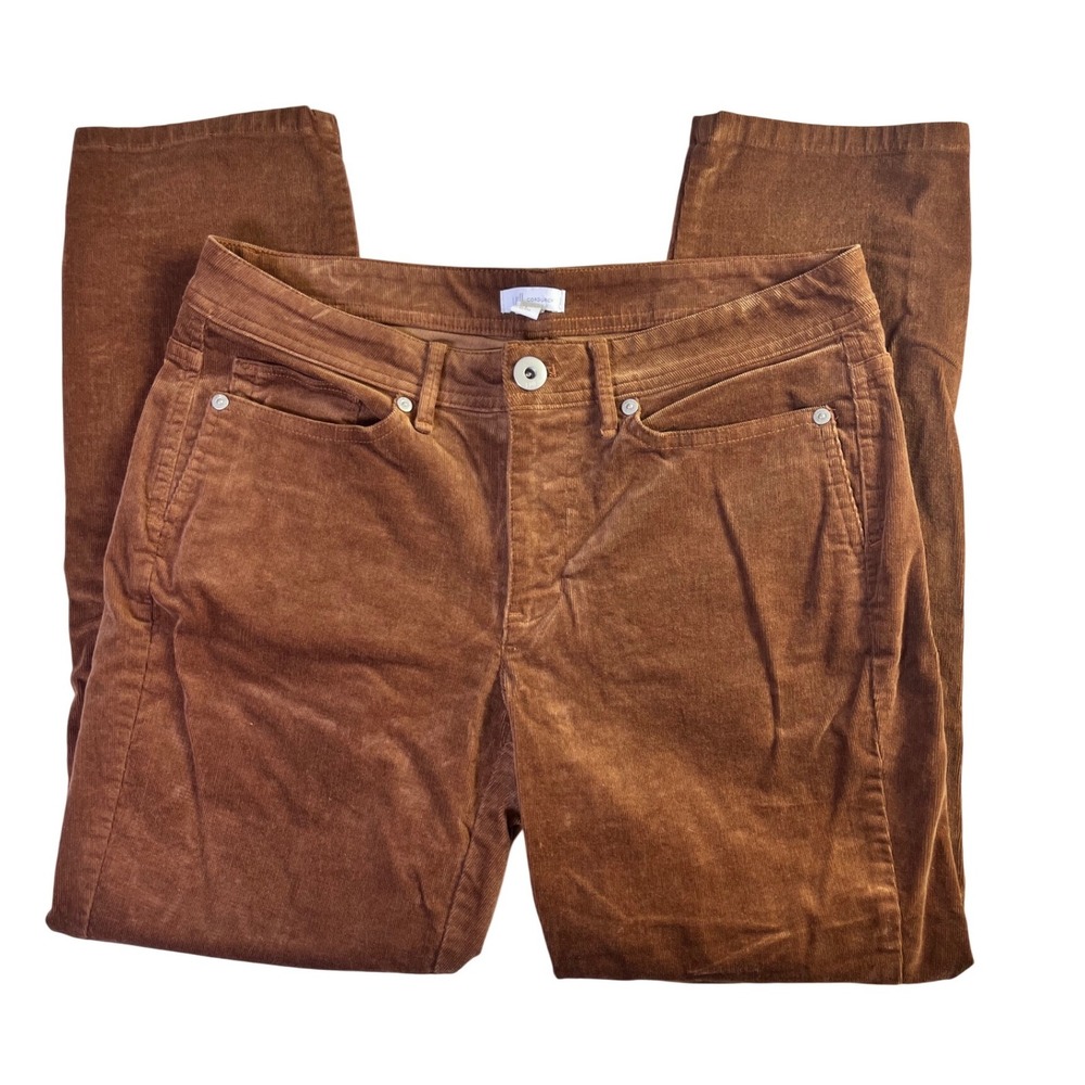 J. Jill Corduroy Pants Cognac Brown Straight Leg 8 PETITE Capsule Staple Prep